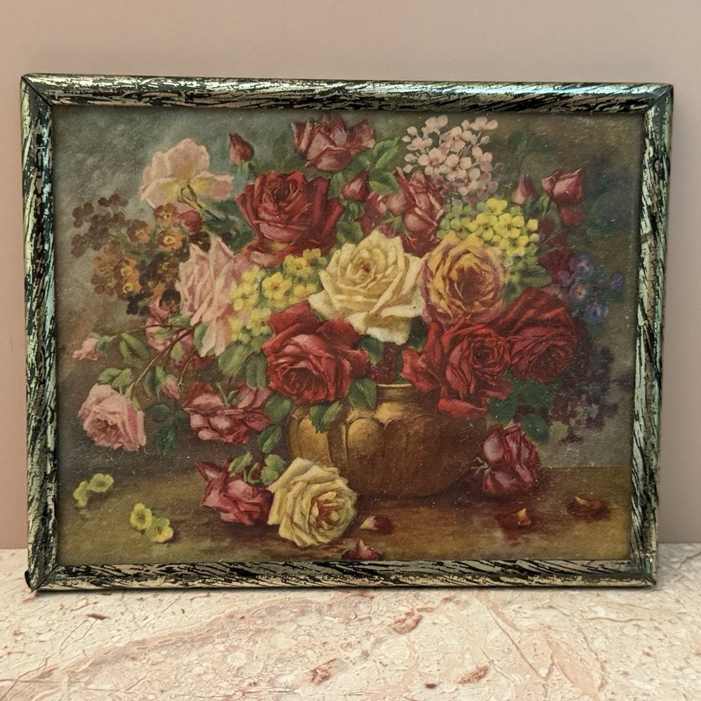 Art Deco Floral Still Life Print Mixed Bouquet Gallery Wall Art Metal Frame 5x4